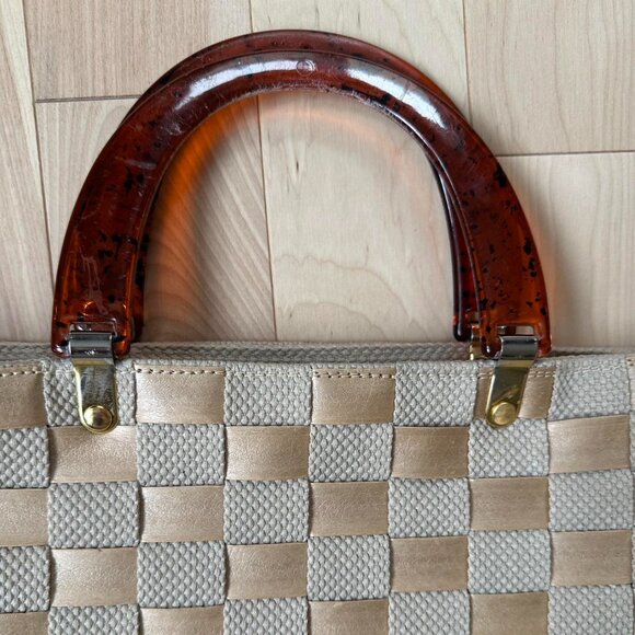 Vintage Creazioni Alma Handbag - Made in Italy, Beige and Gold - Picture 4 of 8